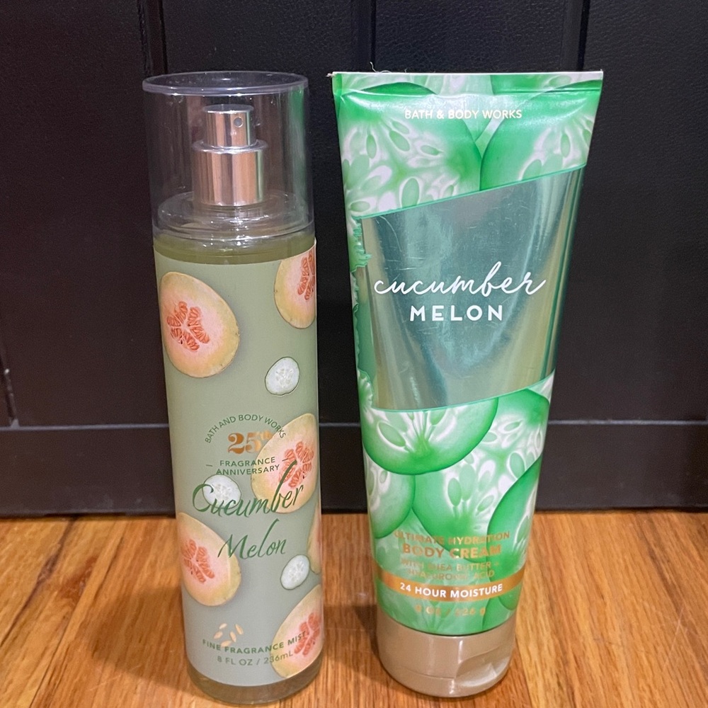 NEW Bath & Body Works Cucumber Melon 2 Piece CREAM Body Care Set
